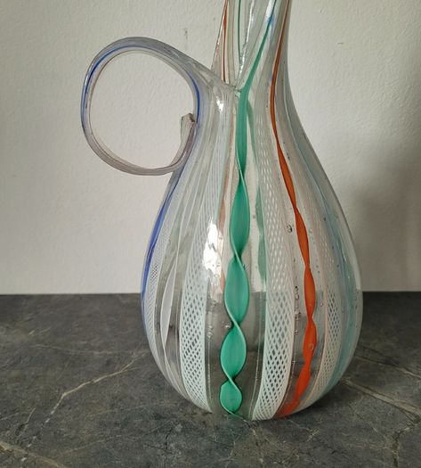 Mid-century italian latticino art glass