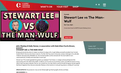 2 x Tickets for comedian Stewart Lee @ Cork Opera House - Sunday June 7th @ 8pm