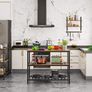 _Standing shelf, 120 x 60 x 90 cm, kitchen island with large worktop, dining table, kitchen shelf with 3 shelves, sturdy metal frame, vintage brown-black Image 3