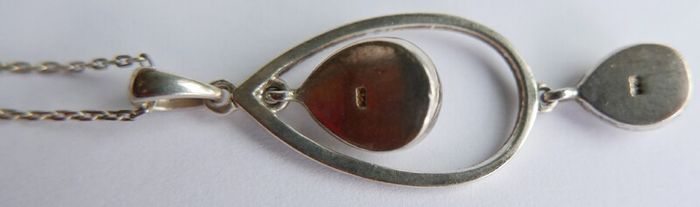 Vintage Sterling Silver 925 "Teardrop " Pendant and Necklace length 21" - 6,58g
