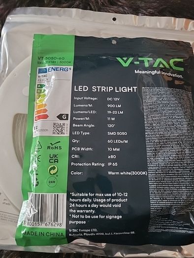 LED strip light 5m ip65 warm white 12v 35reel bundle