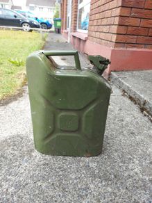10L Metal Petrol Can, Military style Green, as New