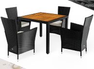 main image for ad Garden Furniture Set Wooden Balcony Weatherproof 4 Person Polyrattan Acacia Outdoor 7cm Cushions