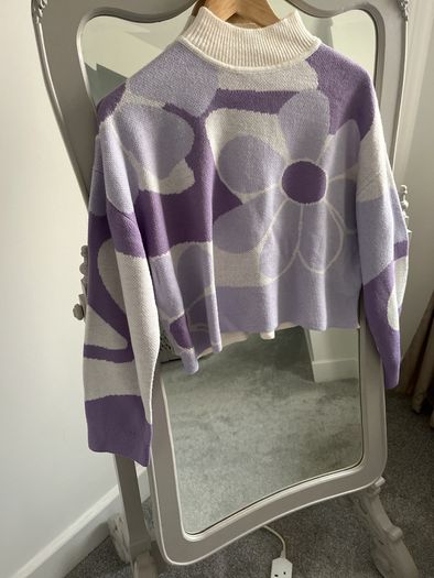 Fab Lilac Floral Mix Jumper Size S