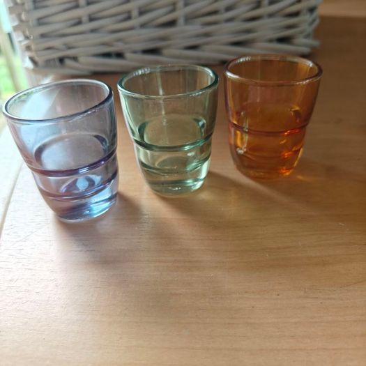 Lovely trio of French Vereco 1960s liquor or espresso glasses