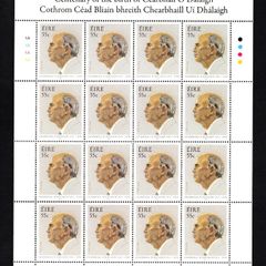 2011 Ireland Birth Centenary of Cearbhall O'Dallaigh (President of Ireland) Commemorative Stamp Sheetlet Plate 1A1A1A1A Mint Never Hinged (MNH)