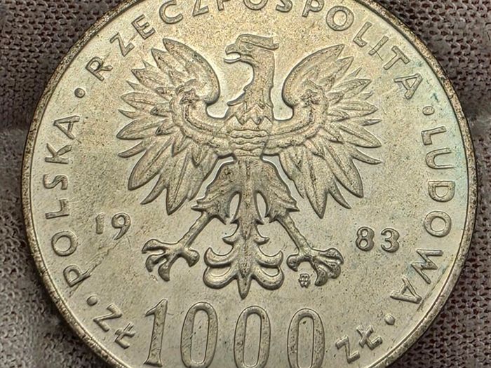 Poland 1983 Silver 1000 Zloty Coin Pope John Paul II