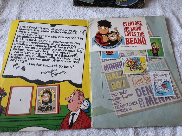 Beano Sticker Book 98% Full + Spare Book about 50% full