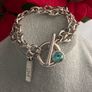 Antique Silver Plated Crystal Toggle Bracelet Image 2
