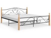Bed Frame Black Metal 200x200 cm
