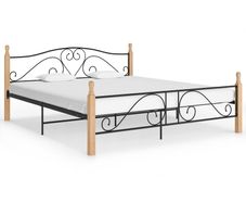 Bed Frame Black Metal 200x200 cm
