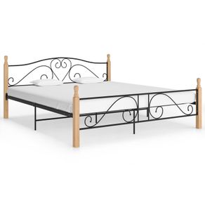 Bed Frame Black Metal 200x200 cm