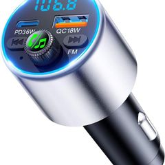 Upgraded Bluetooth Car Adapter 5.3, [Fast Charging] Car Bluetooth FM Transmitter with Powerful PD36W & QC3.0, [HiFi Crystal-Clear Sound] Wireless Car Charger Adapter Hands Free Car Phone Kit