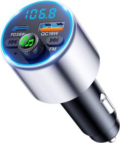 Upgraded Bluetooth Car Adapter 5.3, [Fast Charging] Car Bluetooth FM Transmitter with Powerful PD36W & QC3.0, [HiFi Crystal-Clear Sound] Wireless Car Charger Adapter Hands Free Car Phone Kit