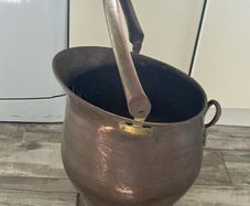 Brass coal bucket or Ornament feature with tongs