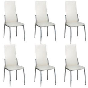 Dining Chairs 6 pcs White Faux Leather