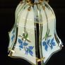 Glass Ceiling Light Shade Frosted Grey, Blue & Green, Gold Trim. SUPER CONDITION Image 8