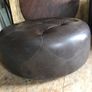 ottoman brown leather 1meter circumference / good sitting room table too Image 2