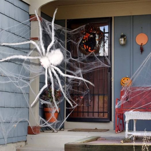 Halloween White Giant Spider, 150cm Hairy Spiders Halloween Realistic Large Fake Hairy Spider Props for Halloween Indoor Outdoor Decorations