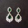 Art Deco Style Emerald Stone Drop Silver Earrings Image 3