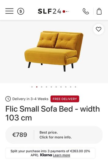 Mustard Sofa Bed from SLF.ie