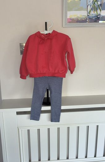 Baby Girls Red Sweater & Navy & White Leggings from Marks & Spencer