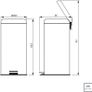 30 Litre Kitchen Indoor Outdoor Rubbish and Waste Bin with Pedal, Metal Stainless Steel, 29.5 cm Diameter x 65.5 cm Height, 94538130 Image 3
