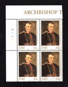 2002 Ireland Death Centenary of Archbishop Thomas Croke Commemorative Stamp Plate Block 1A1A1A1A Mint Never Hinged (MNH)