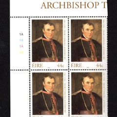2002 Ireland Death Centenary of Archbishop Thomas Croke Commemorative Stamp Plate Block 1A1A1A1A Mint Never Hinged (MNH)