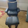 Black Armchair and Footstool Image 5