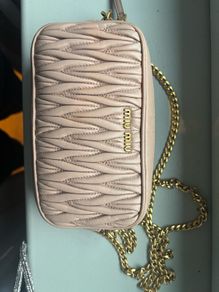 Miu Miu Matelasse Leather Belt Bag with Chain Strap