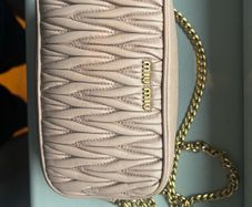 Miu Miu Matelasse Leather Belt Bag with Chain Strap