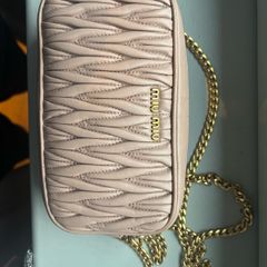Miu Miu Matelasse Leather Belt Bag with Chain Strap