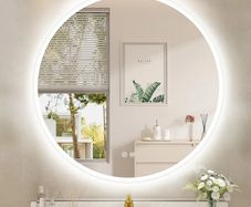 600 mm Round-Bathroom-Mirror-with-Lights, LED-Bathroom-Mirror with Dimmable, 3 Colour Temperatures, Anti-Fogging, Memory Function, HD Tempered Glass, IP44 LED Mirror