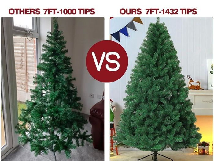 7ft Premium Christmas Tree 1432 Branch Tips Green Xmas Trees Bushy Artificial Christmas Tree Pine Tree with Metal Stand Easy to Assemble Realistic Spruce Branches Christmas Tree for Indoor and Outdoor