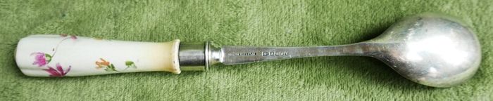 Antique Silver Plated With Hand Painted Ceramic Handle SPOON length 12"