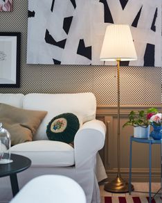 IKEA ARSTID Floor lamp, brass/white