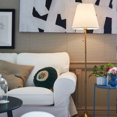 IKEA ARSTID Floor lamp, brass/white