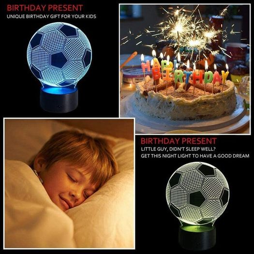 3D Football LED Night Light, USB Charging LED Night Lamp with 16 Colors Changing Touch Switch and Remote Control Perfect Decoration for Bedroom and Gifts for Kids/Birthday/Christmas