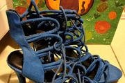 Price drop MISO Blue Rope-Lace Heeled Sandals Size UK 7 / EU 40