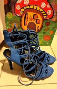 Price drop MISO Blue Rope-Lace Heeled Sandals Size UK 7 / EU 40