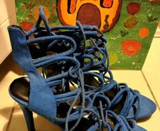 Price drop MISO Blue Rope-Lace Heeled Sandals Size UK 7 / EU 40