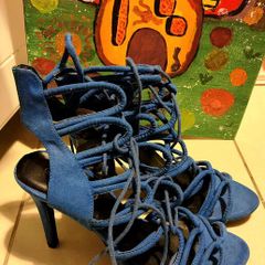 Price drop MISO Blue Rope-Lace Heeled Sandals Size UK 7 / EU 40