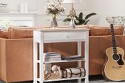 Console Table, 3-tier Hallway Table with Drawer and 2 Open Shelves, Retro Entry Table for Shoe Storage, White