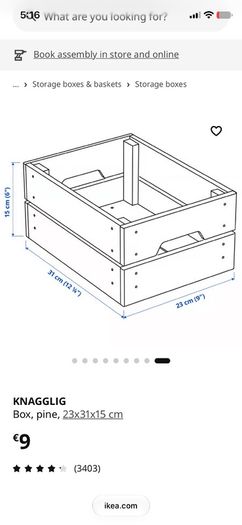6x IKEA pine storage boxes (KNAGGLIG)