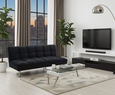 Black Folding 3 Seater Fabric Sofa Bed - Perfect Christmas Deal!