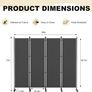 4 Panel Room Divider Folding Privacy Screen, Freestanding Room Partition with Lockable Wheels, Portable Wall Divider for Room Separation, 224 x 178cm, Grey Image 3