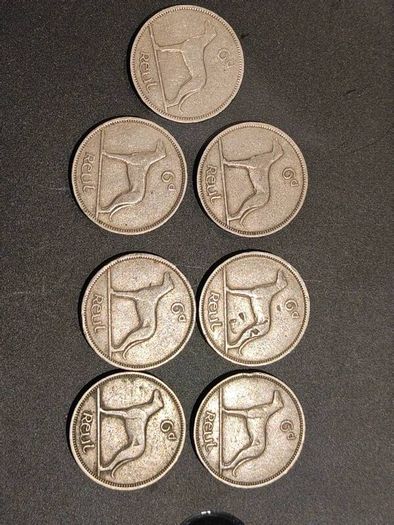 1940s Irish Sixpence SET 1942 Silver 1946 1947 1949 x2 Emergency Issue 7 Coins