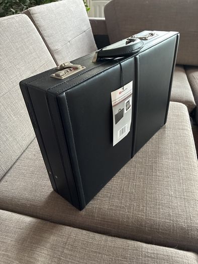 MONOLITH Leather look expandable attache case