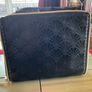 Estee Lauder Vanity case in black with applique style design in the front and a nice bow style handle on top Image 2